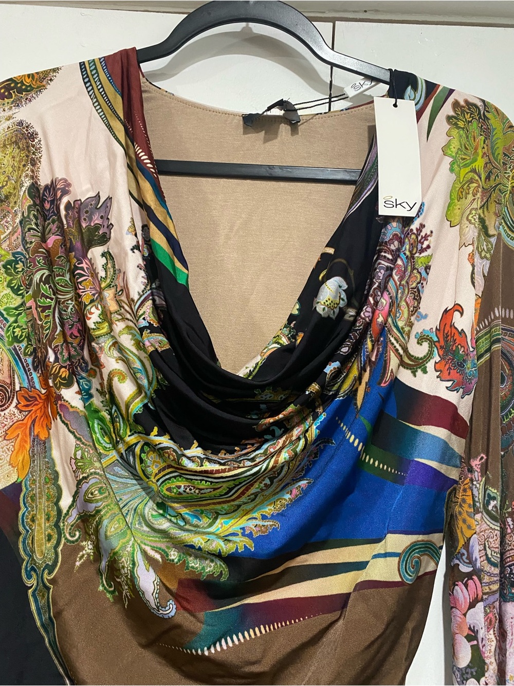 Sky Dress Mini size large Floral Paisley Cowl-Neck bracelet cuffs sheath NWT - Picture 13 of 15
